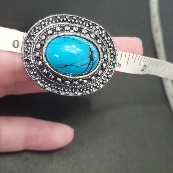 Silver tone ring with blue - Picture 10 of 10